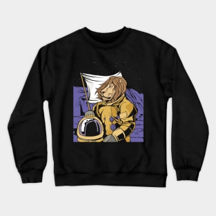 Lion Astronaut in Space Science Astronaut Crewneck Sweatshirt